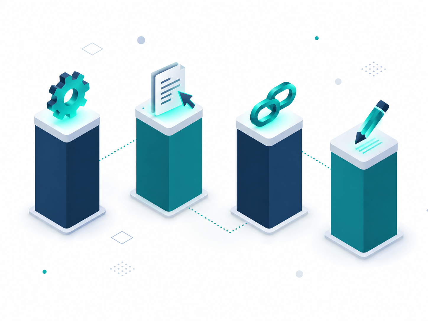 os quatro pilares do SEO — técnico, on-page, off-page e conteúdo